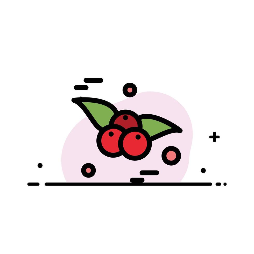 modelo de banner de vetor de ícone cheio de linha plana de negócios de frutas de comida de cereja