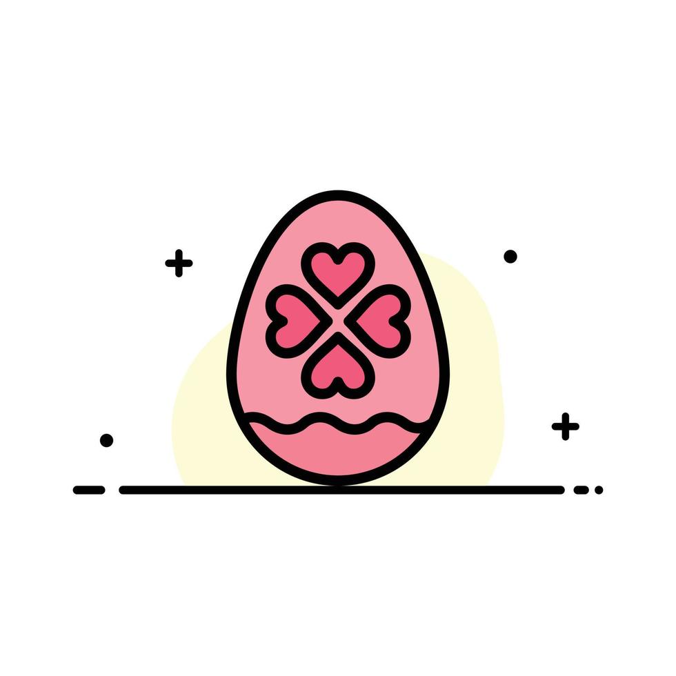 modelo de banner de vetor de ícone de linha plana de negócios de páscoa de amor de ovo