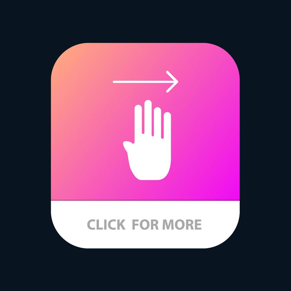 dedo quatro gesto botão direito do aplicativo móvel versão android e ios glifo vetor
