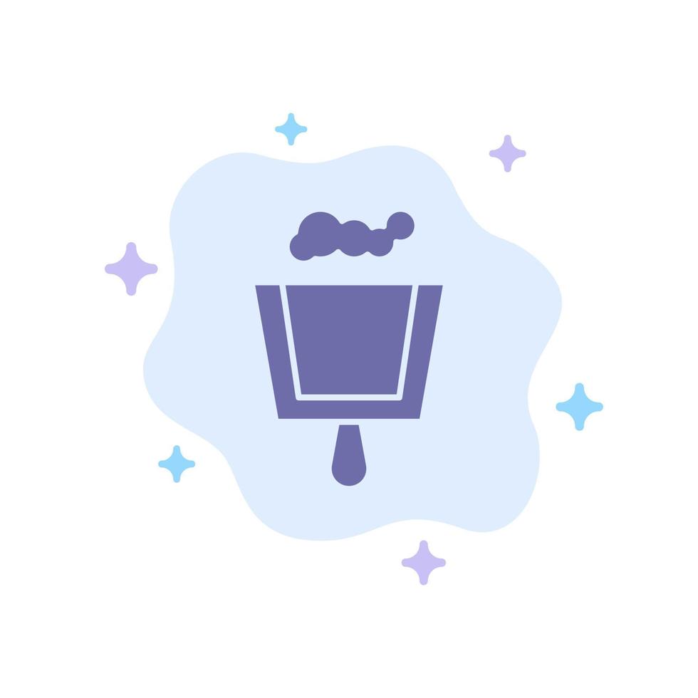 vassoura ícone azul de varredura de pá de lixo no fundo da nuvem abstrata vetor