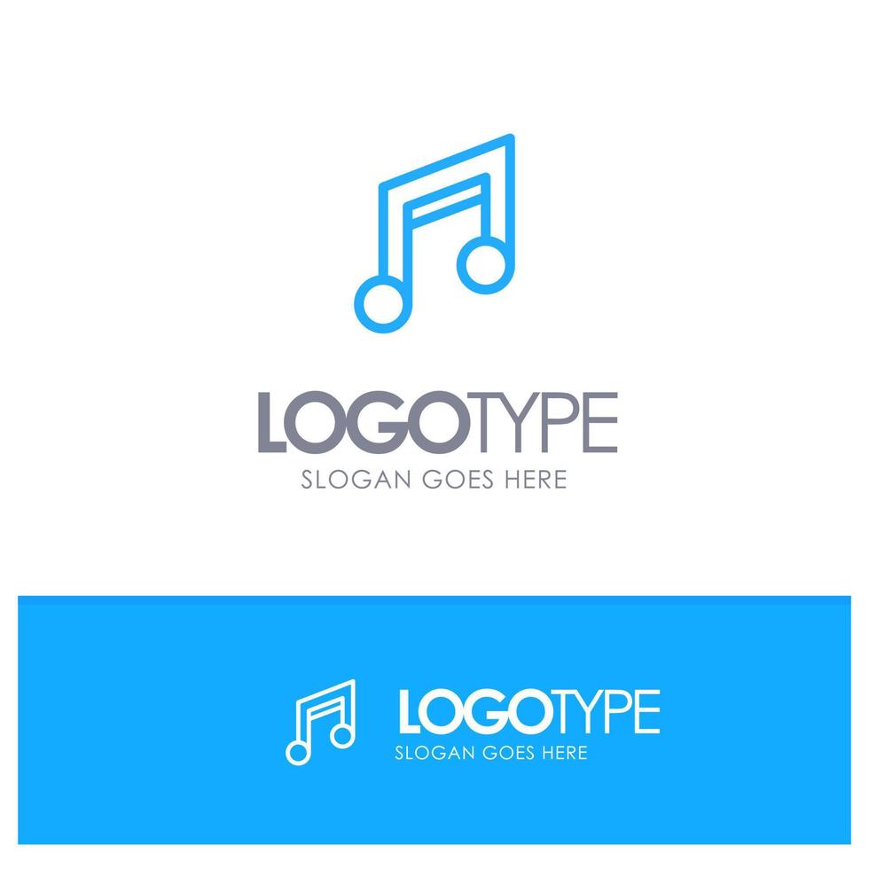 logotipo de contorno azul de música móvel de design básico de aplicativo com lugar para slogan vetor