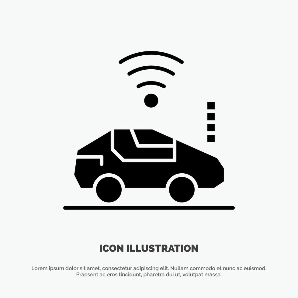 vetor de ícone de glifo sólido de sinal wifi de carro automático