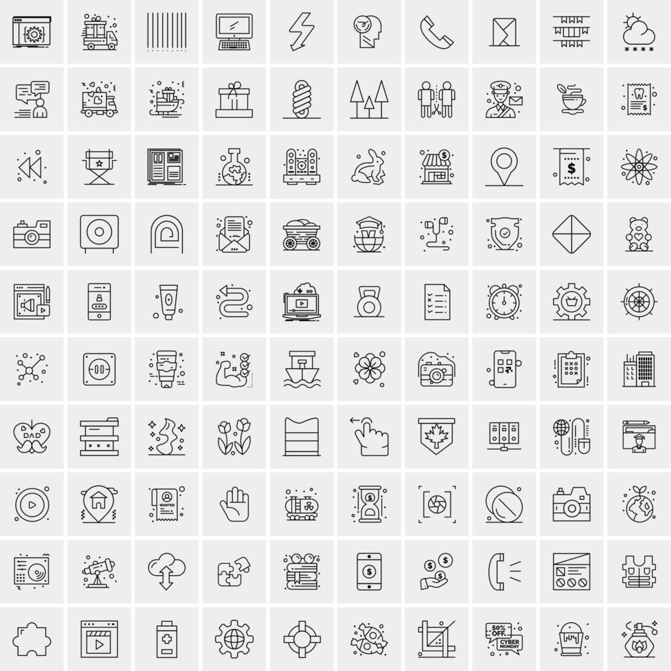 conjunto de 100 ícones de linha de negócios criativos vetor