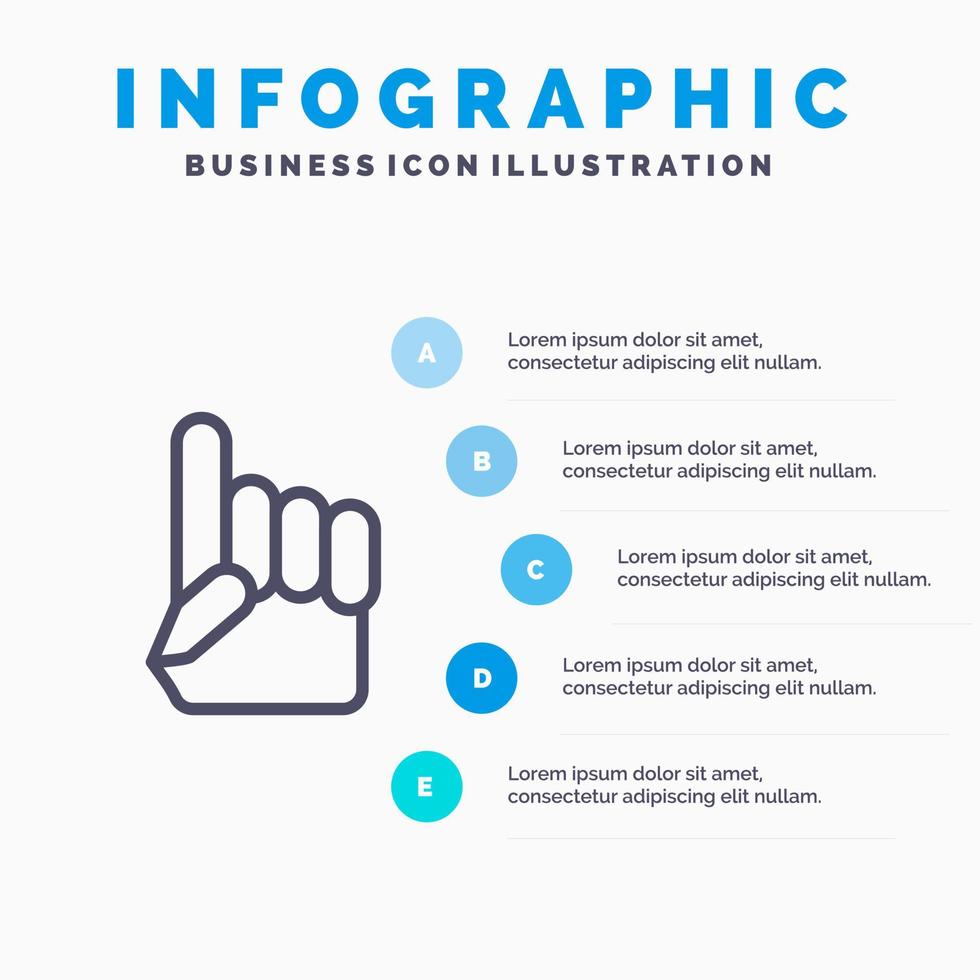 mão de espuma ícone de linha americana eua com fundo de infográficos de apresentação de 5 etapas vetor