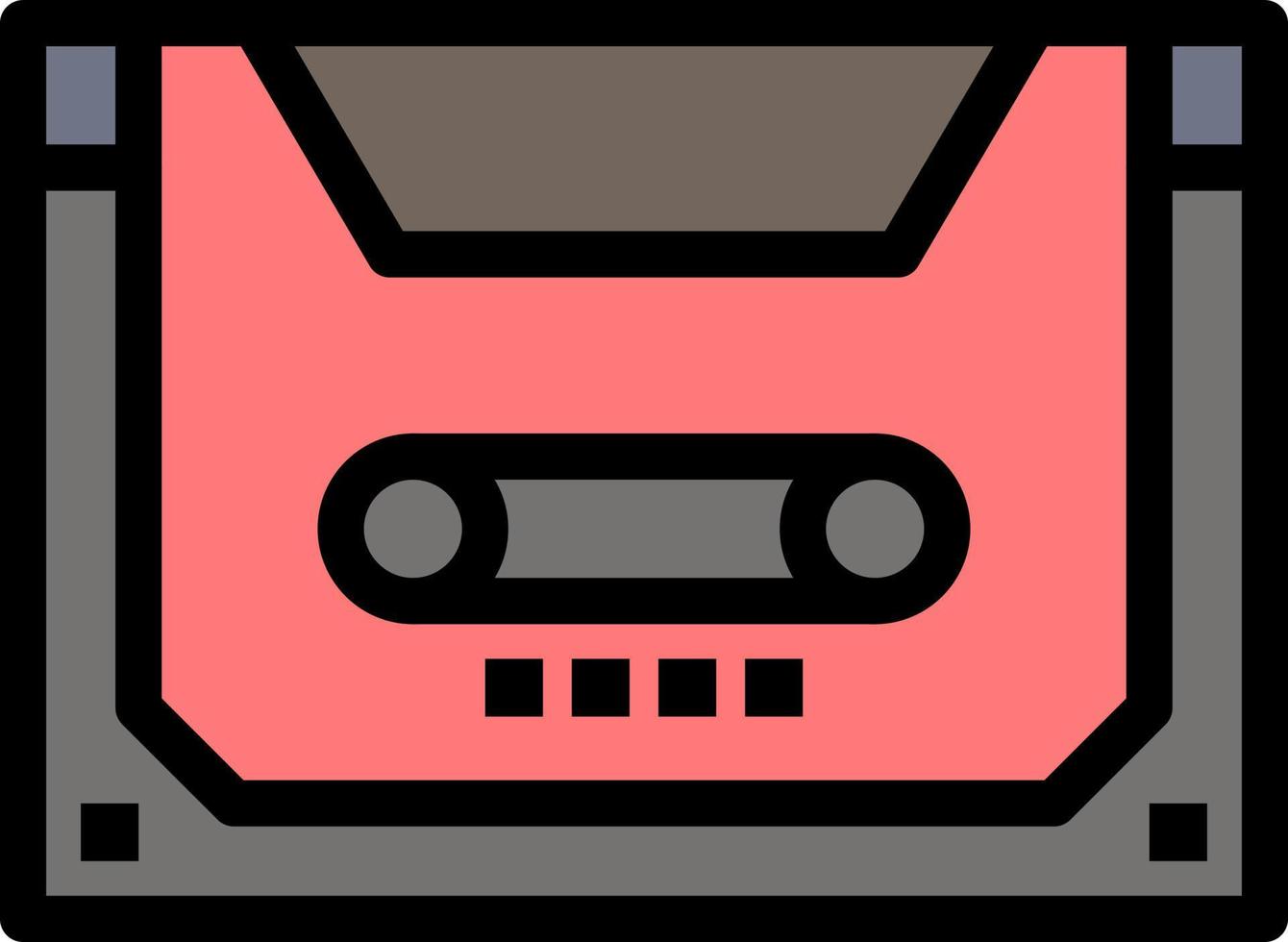 modelo de banner de ícone de vetor de ícone de cor plana de deck compacto de cassete de áudio analógico