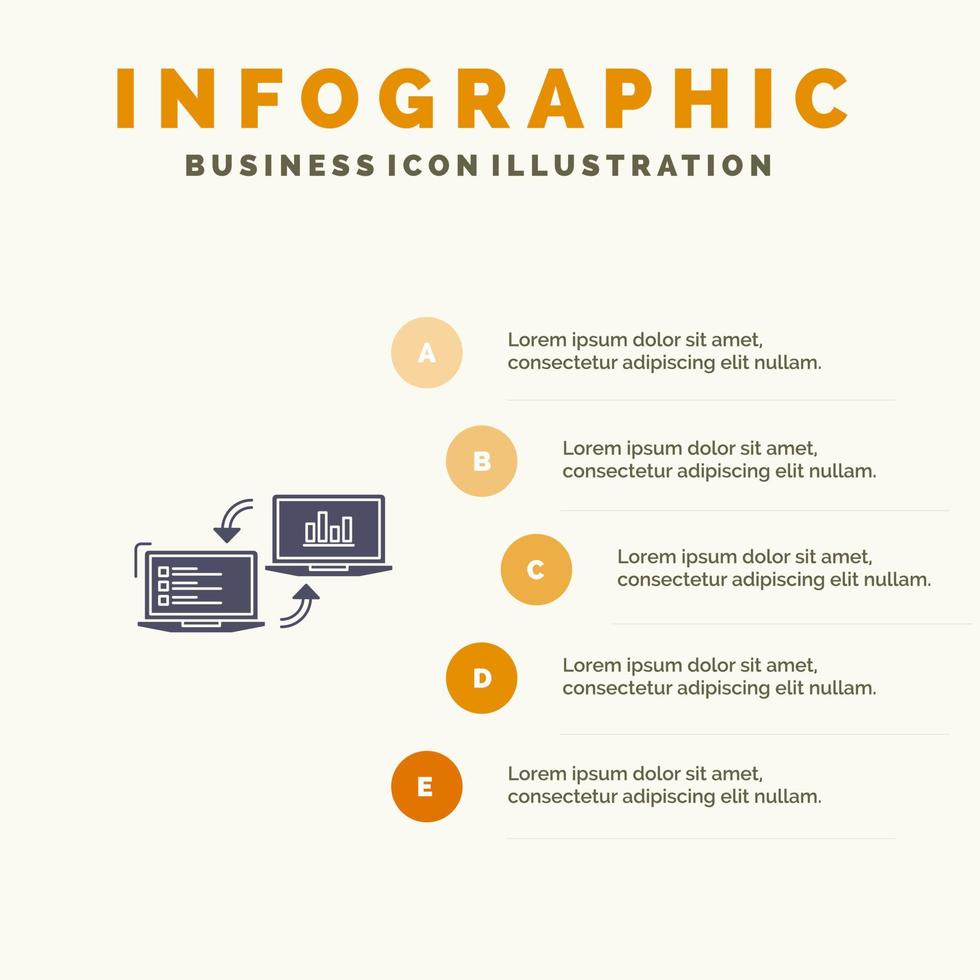 troca completadores de negócios conexão dados informações ícone sólido infográficos 5 passos fundo de apresentação vetor