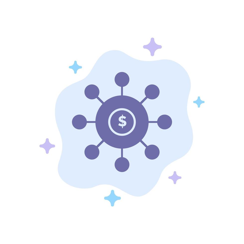 conexão de dinheiro dólar semeando o ícone azul financeiro no fundo da nuvem abstrata vetor