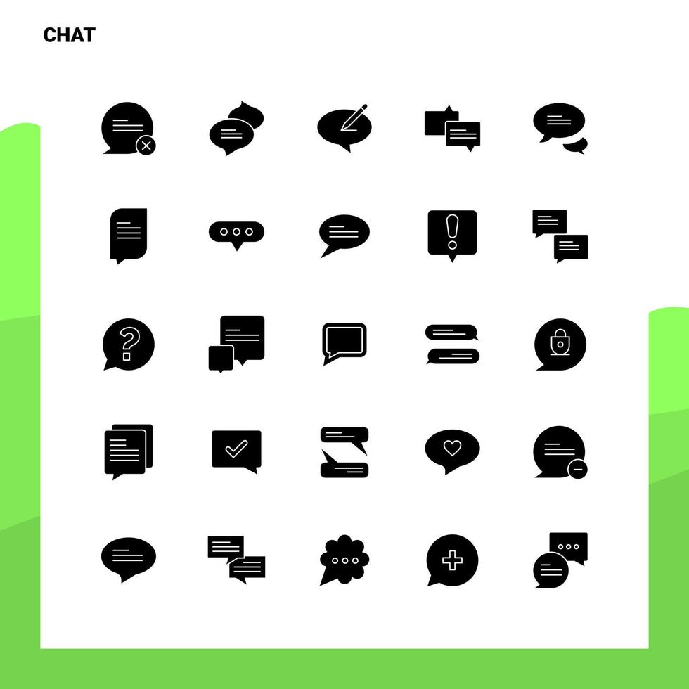 25 conjunto de ícones de bate-papo modelo de ilustração vetorial de ícone de glifo sólido para web e ideias móveis para empresa de negócios vetor