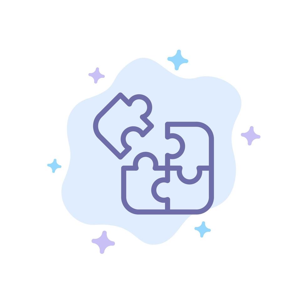 jogo de negócios lógica quebra-cabeça ícone quadrado azul no fundo abstrato da nuvem vetor
