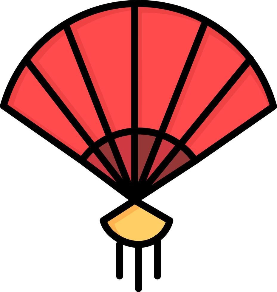 modelo de banner de ícone de vetor de ícone de cor plana chinês de mão de fã