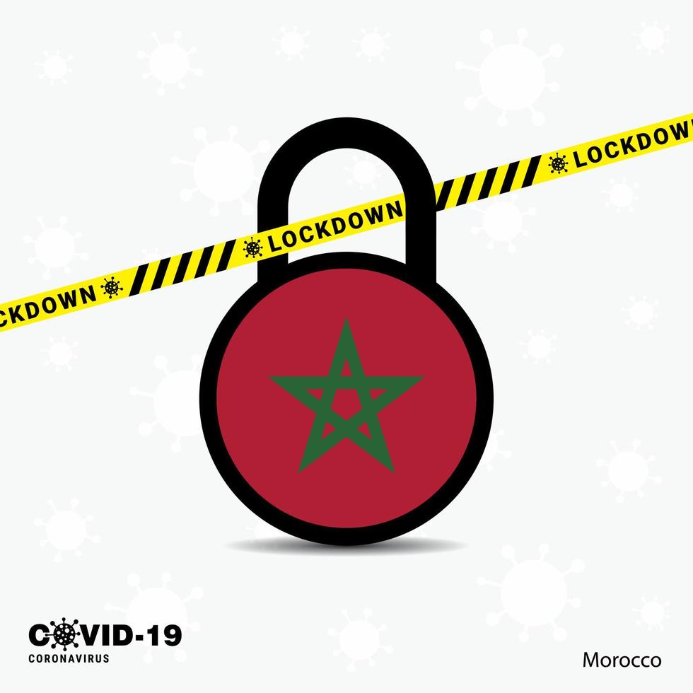modelo de bloqueio de bloqueio de marrocos modelo de conscientização de pandemia de coronavírus covid19 design de bloqueio vetor