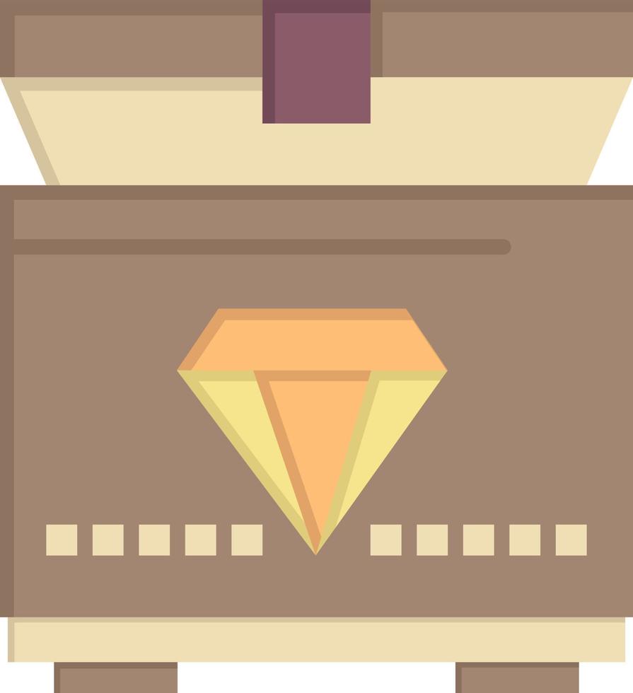 modelo de banner de ícone de vetor de ícone de cor plana de jogo de baú do tesouro
