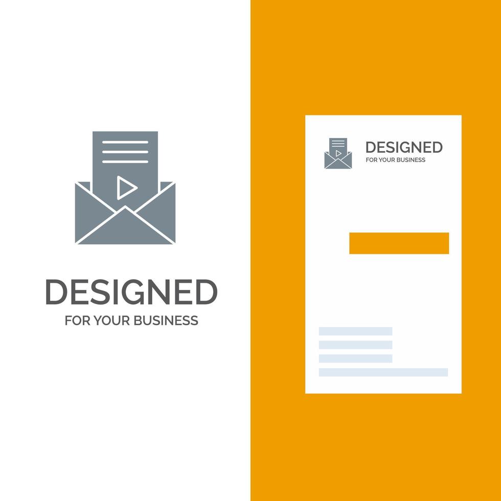 mensagem de correio sms video player design de logotipo cinza e modelo de cartão de visita vetor