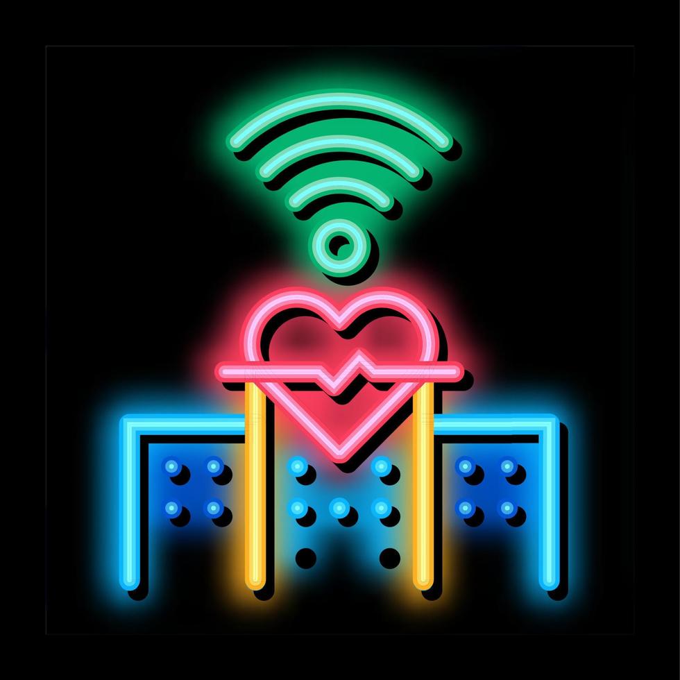 ilustração de ícone de brilho neon de clínica de internet vetor
