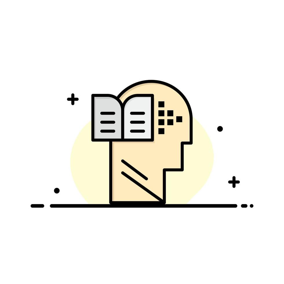 modelo de logotipo de negócios de mente de livro de conhecimento cor lisa vetor
