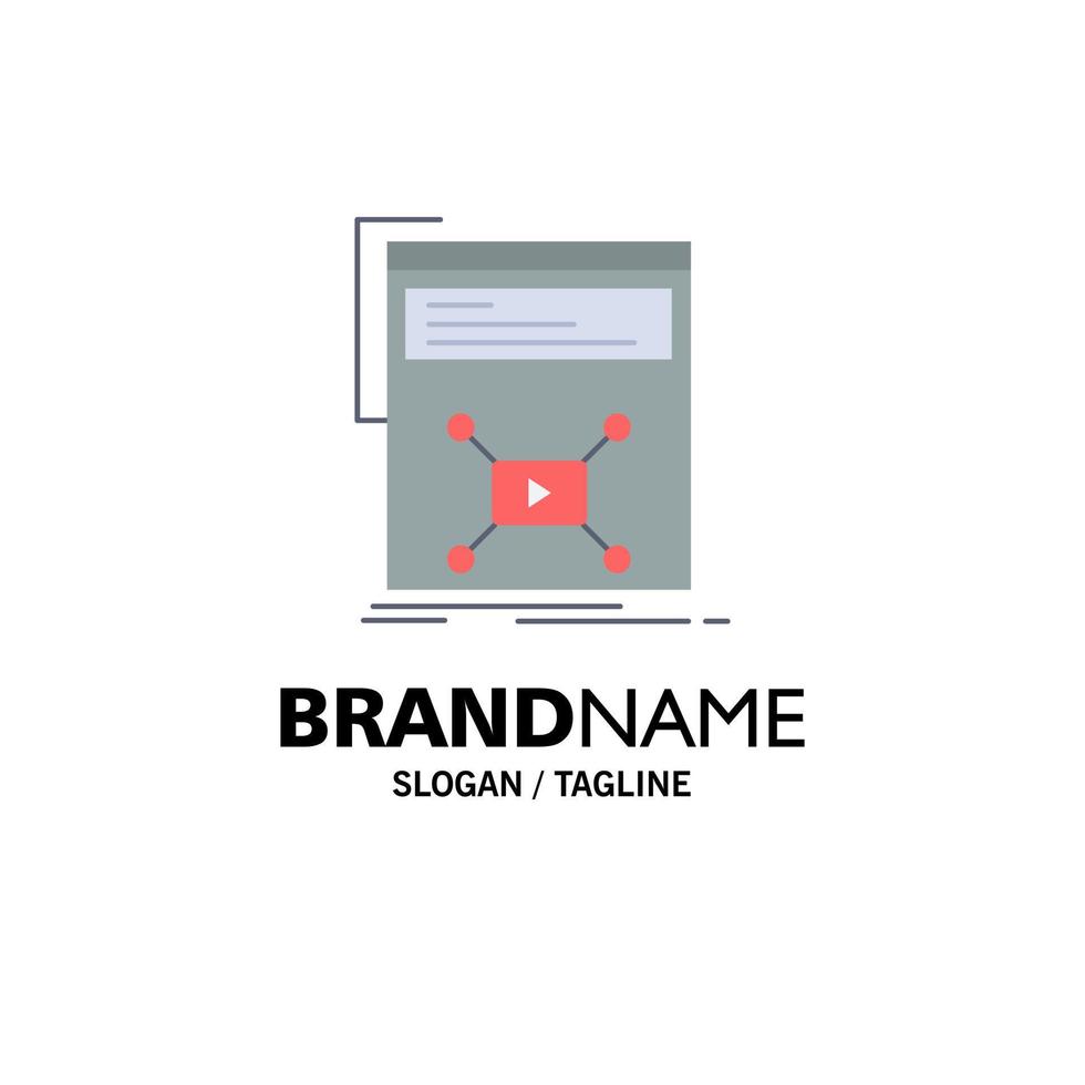 página de marketing vídeo web site vetor de ícone de cor plana
