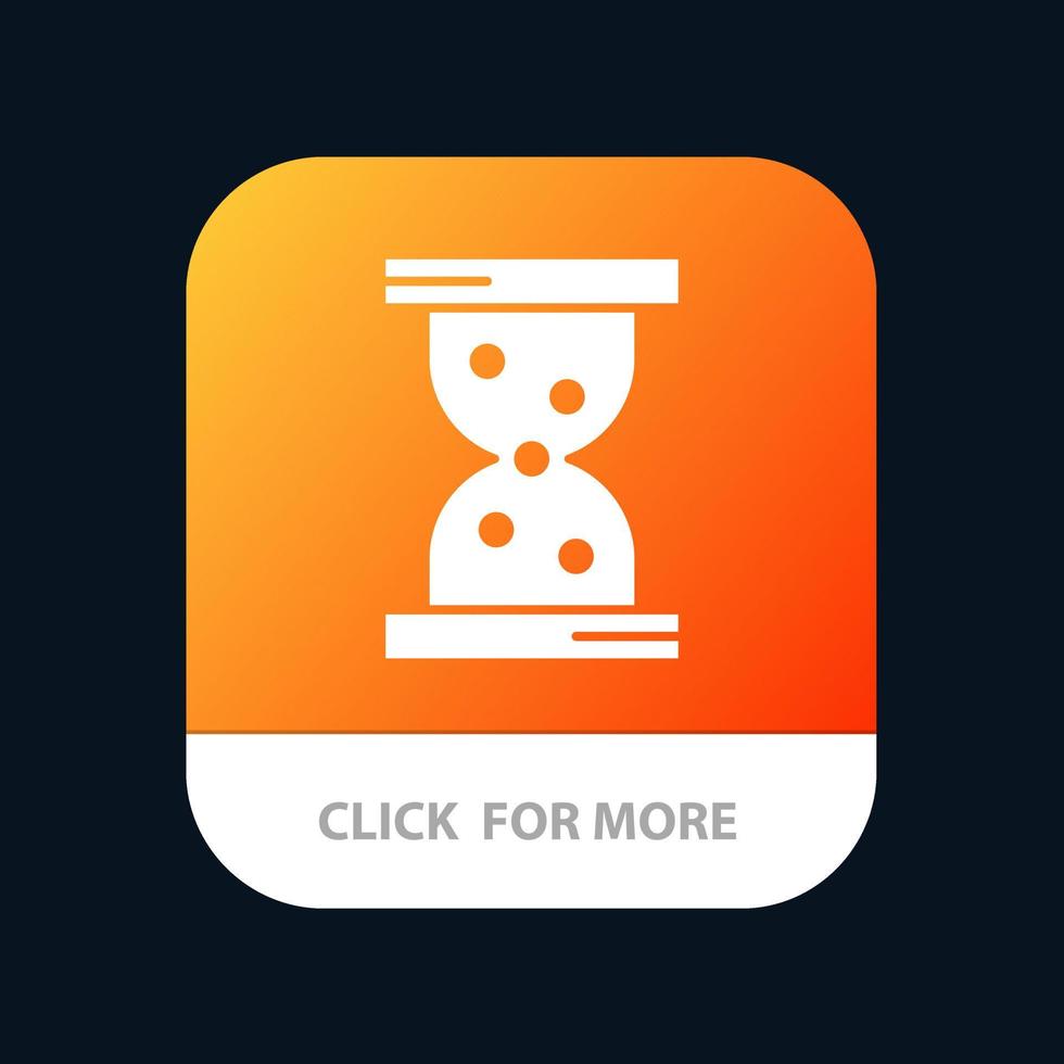 relógio de vidro hora botão de aplicativo móvel android e ios versão glifo vetor