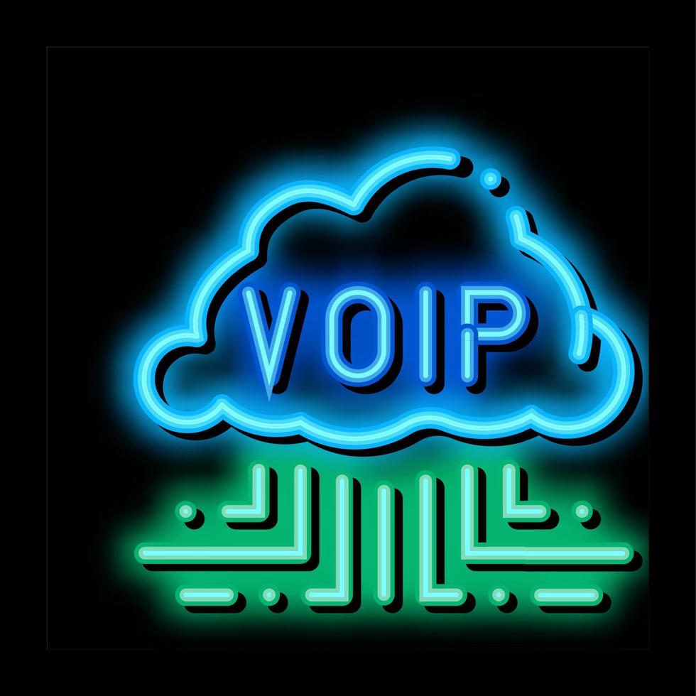 ilustração de ícone de brilho neon de tecnologia voip vetor