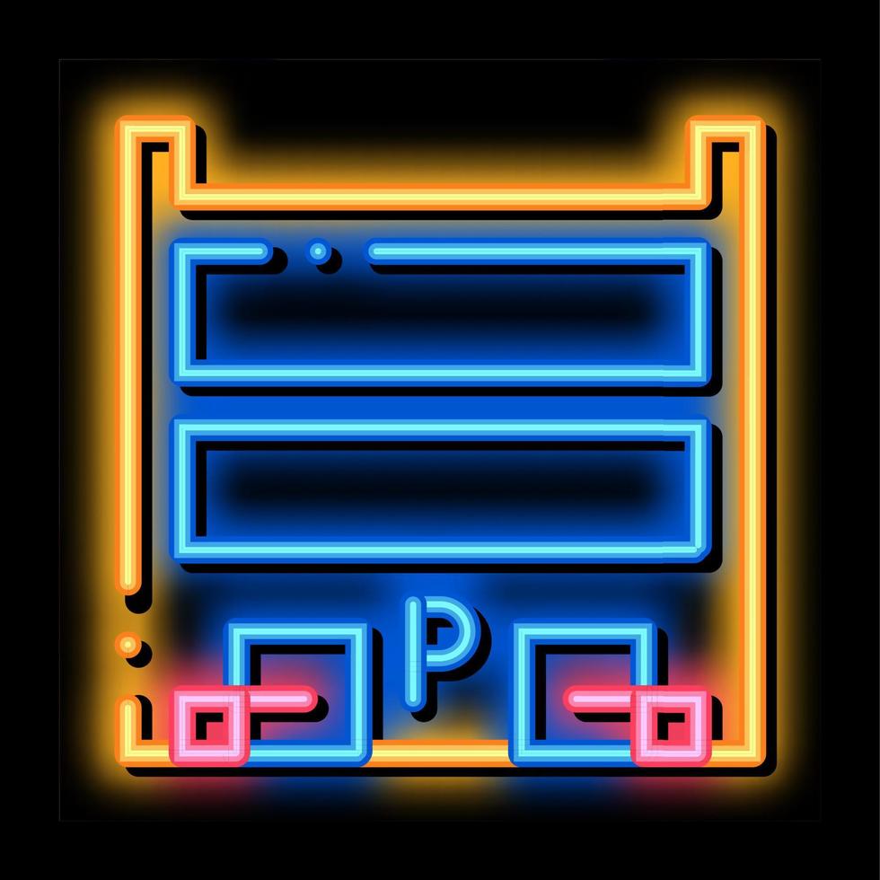 ilustração de ícone de brilho neon de localização de estacionamento vetor