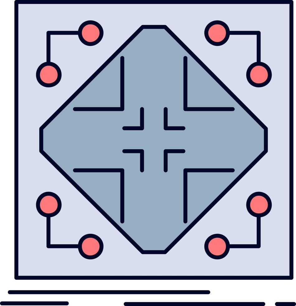 vetor de ícone de cor plana de grade de matriz de rede de infraestrutura de dados