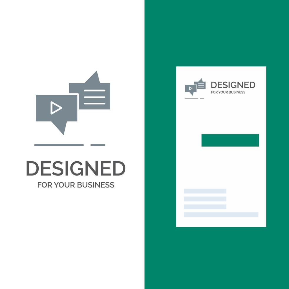 design de logotipo cinza de discurso de mensagens de marketing de conexão de bate-papo e modelo de cartão de visita vetor