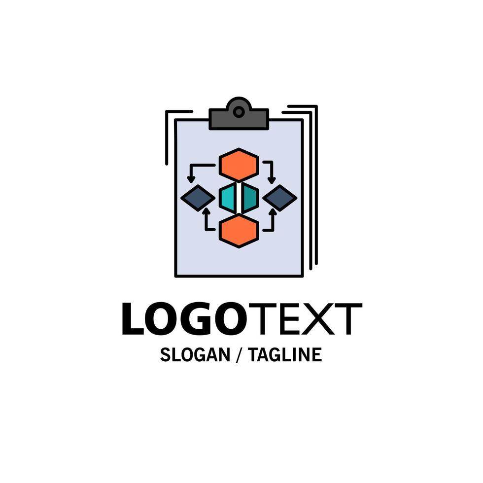 processo de fluxo de diagrama de negócios da área de transferência fluxo de trabalho de trabalho modelo de logotipo de negócios cor plana vetor