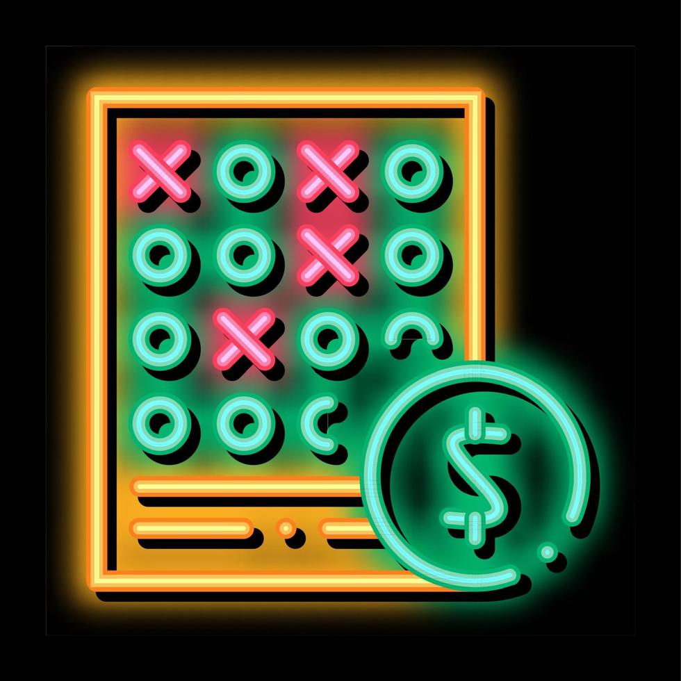 folha de apostas apostas e jogos de azar ilustração do ícone de brilho neon vetor