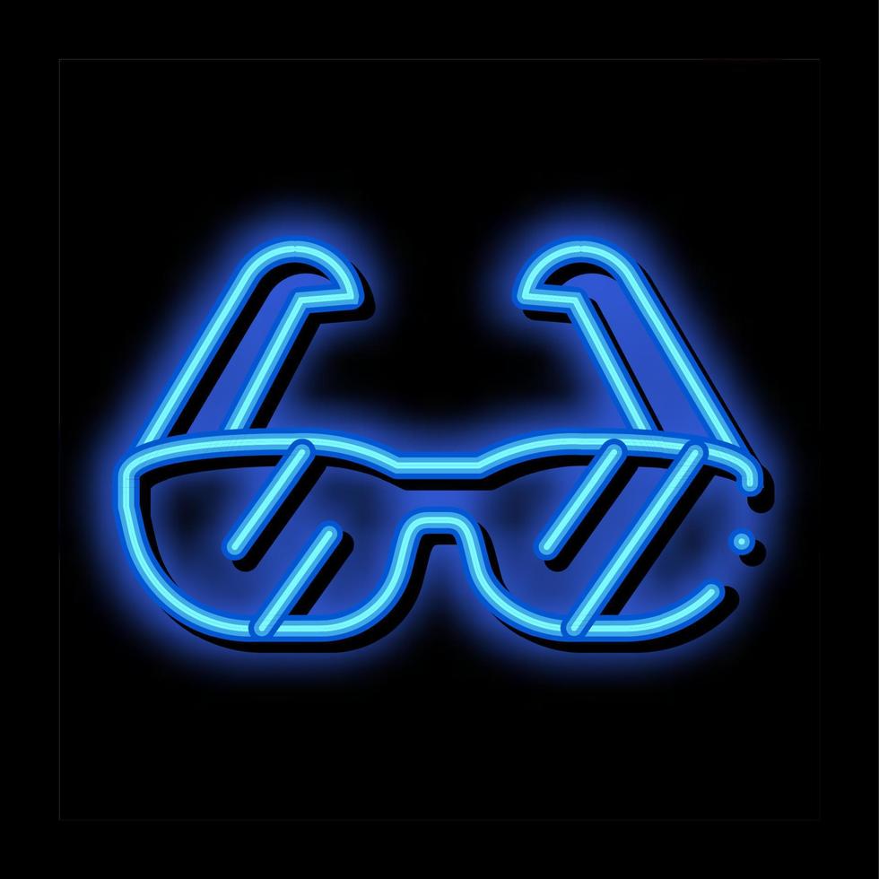 óculos esportivos equipamento de alpinismo ilustração do ícone de brilho neon vetor