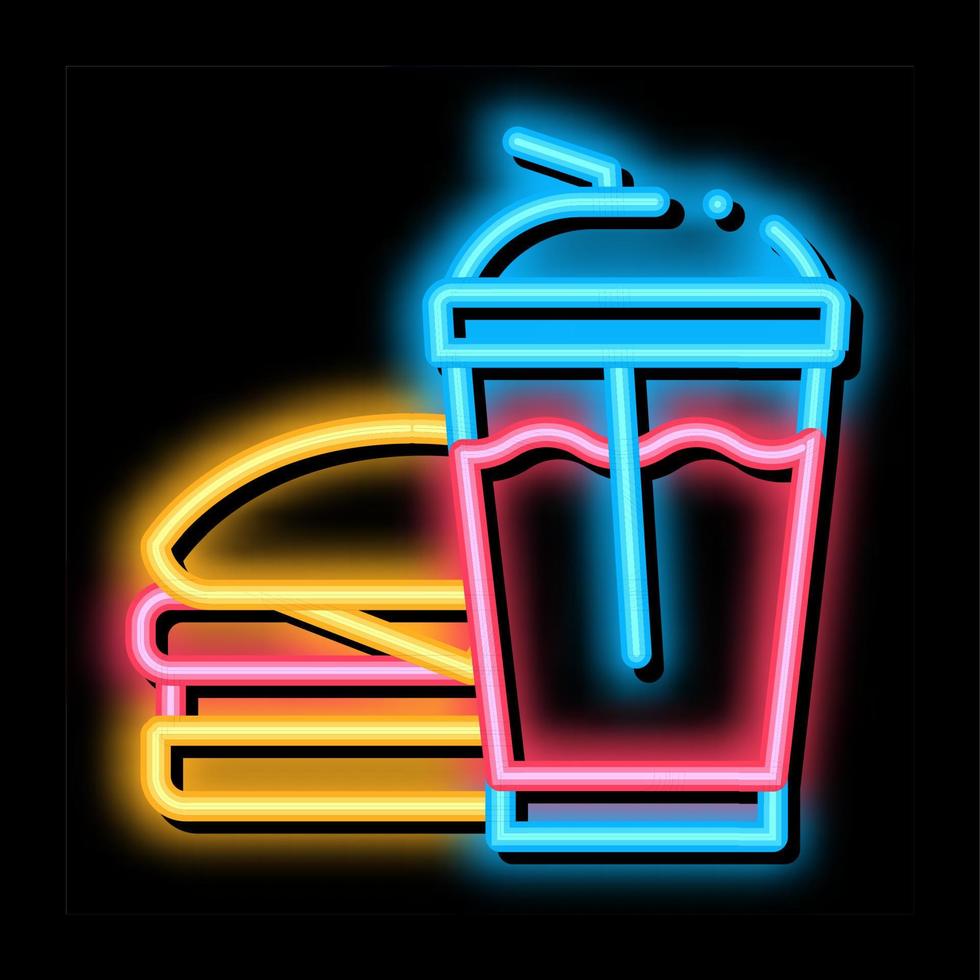 ilustração de ícone de brilho neon de fast food insalubre vetor