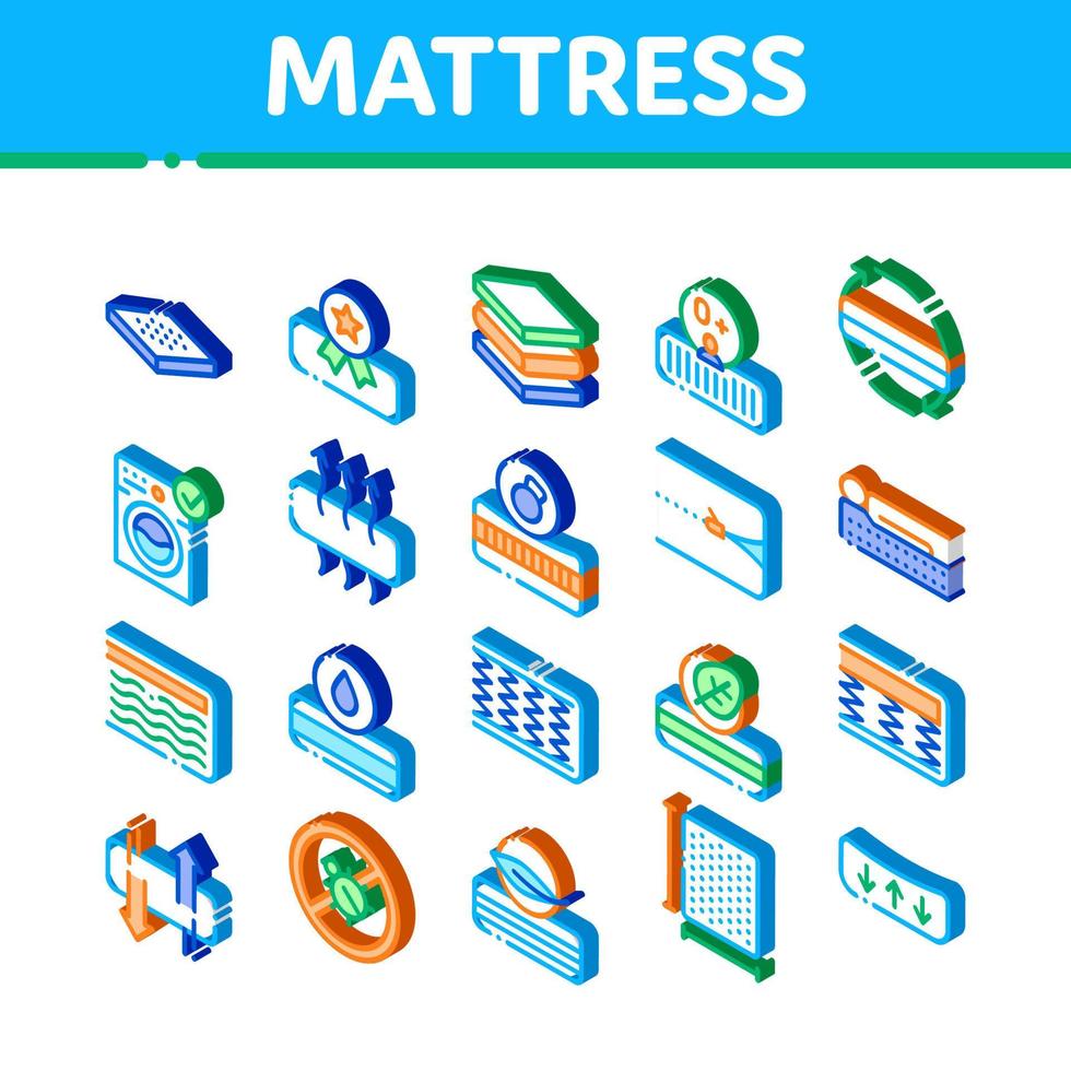 vetor de conjunto de ícones isométricos ortopédicos de colchão