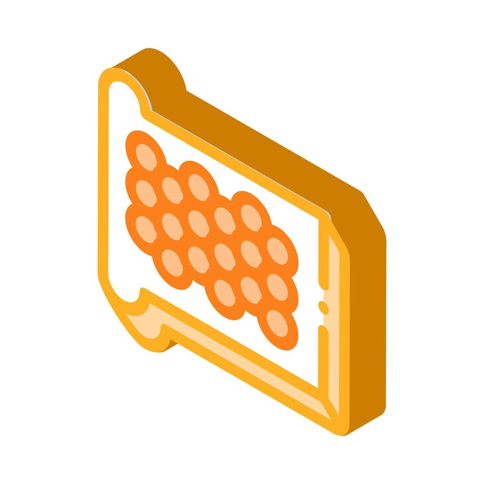 caviar na ilustração em vetor ícone isométrico de pão