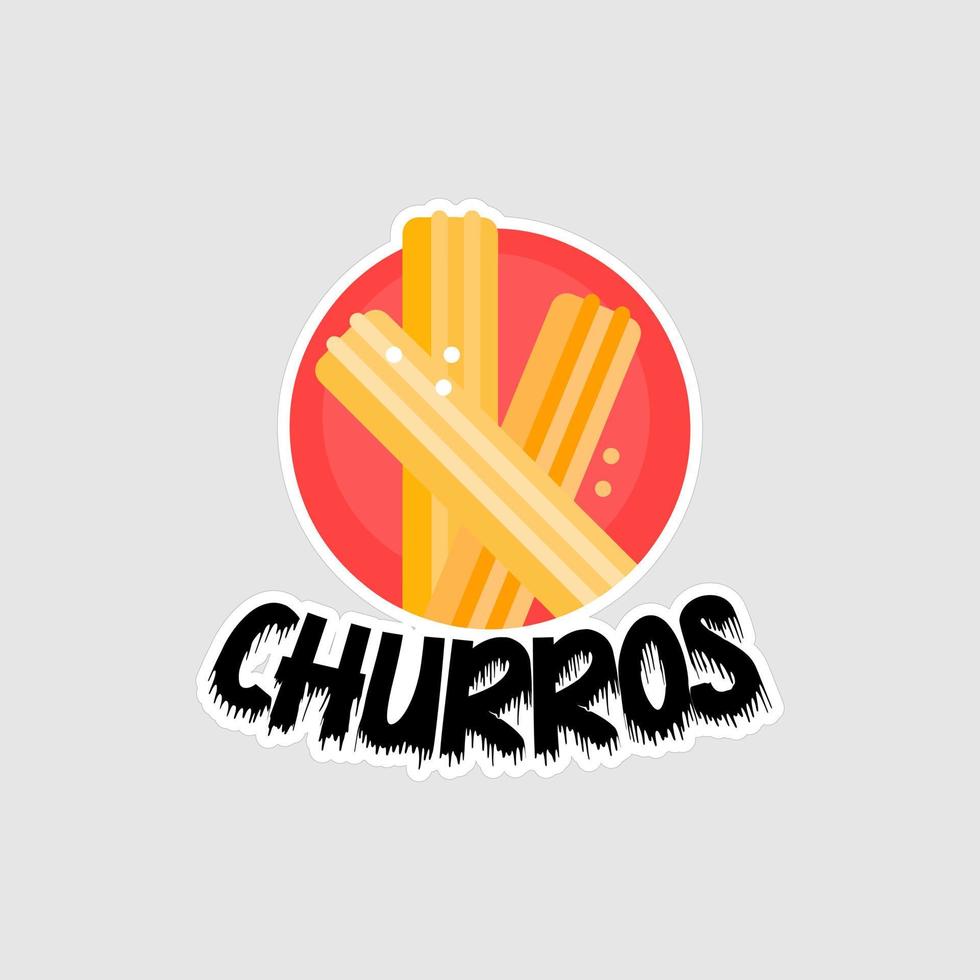 design de arte para impressão de adesivo de churros em fundo branco vetor