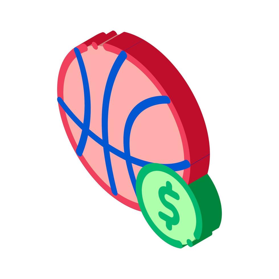 apostas de bola de basquete e ilustração em vetor ícone isométrico de jogos de azar