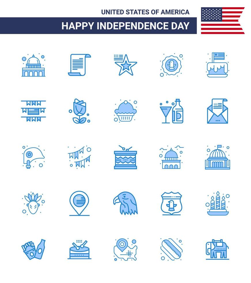 25 sinais azuis para o festival do dia da independência dos eua celebração da estrela da águia americana editável elementos de design do vetor do dia dos eua