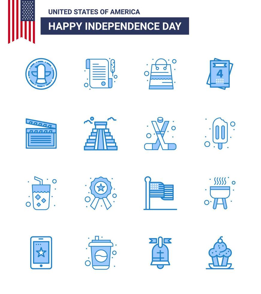 feliz dia da independência eua pacote de 16 blues criativo dos eua movis dinheiro amor americano editável dia dos eua elementos de design vetorial vetor