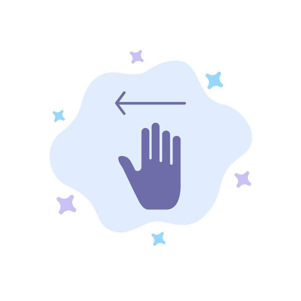gestos de seta de mão esquerda ícone azul no fundo da nuvem abstrata vetor