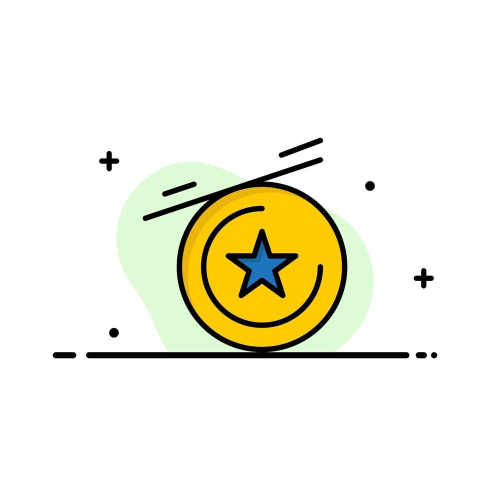 modelo de banner de vetor de ícone cheio de linha plana de negócios de medalha de estrela
