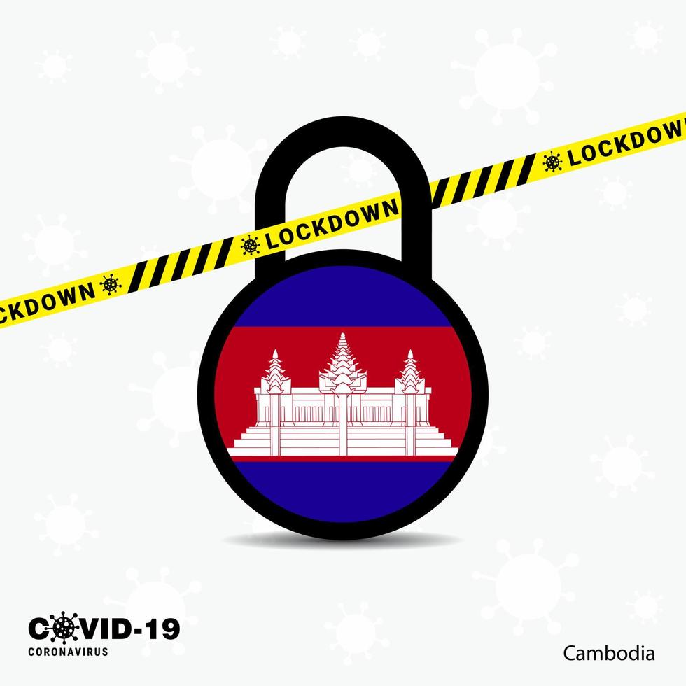 modelo de bloqueio de bloqueio do camboja modelo de conscientização sobre pandemia de coronavírus covid19 design de bloqueio vetor