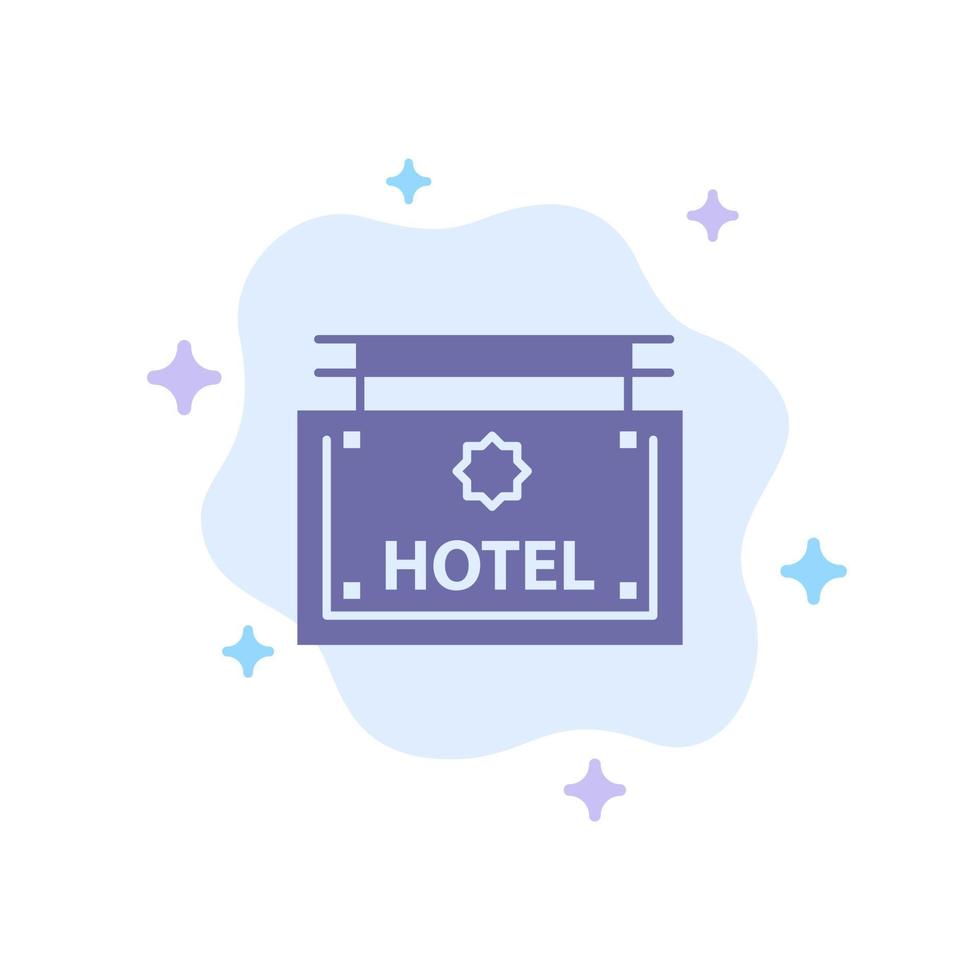 placa de sinal do hotel direção ícone azul no fundo abstrato da nuvem vetor