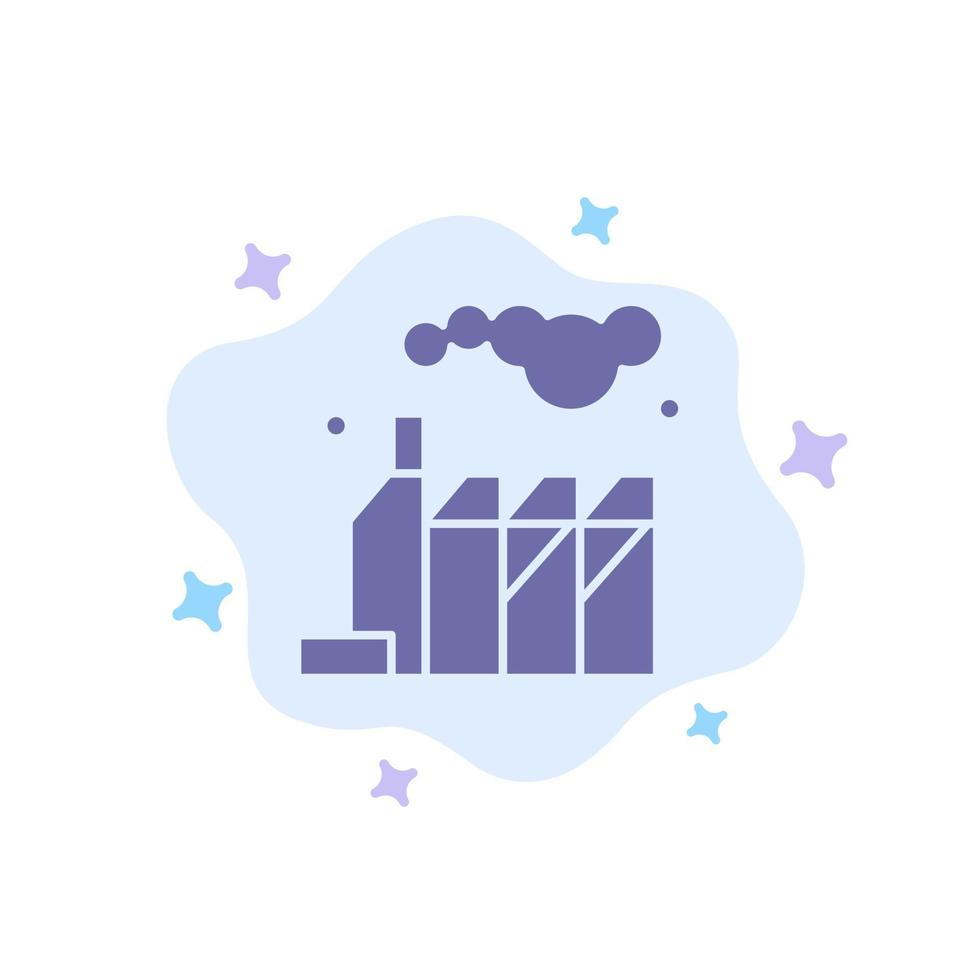 ícone azul de fábrica de poluição de energia no fundo abstrato da nuvem vetor