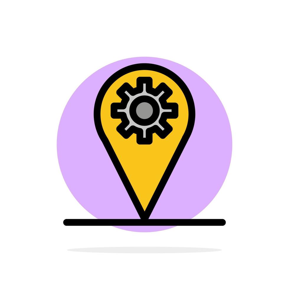 ícone de cor plana de fundo de círculo abstrato de engrenagem de mapa de localização de negócios vetor