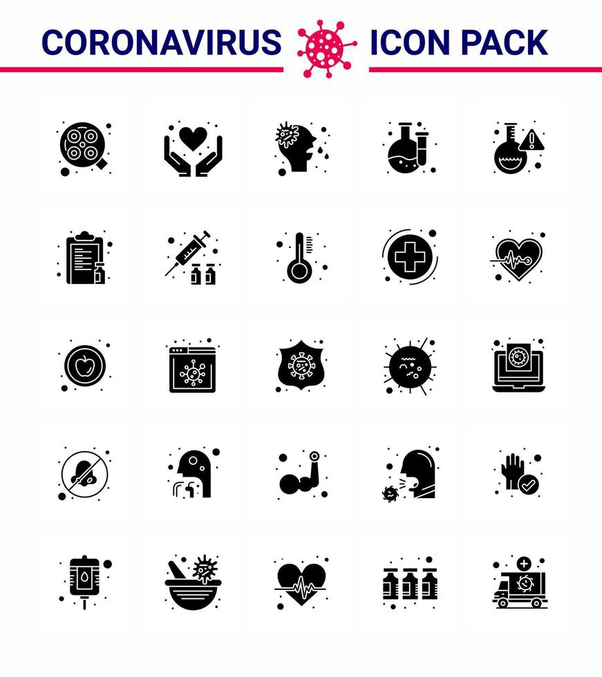 conjunto de ícones de prevenção de coronavírus 2019ncov covid19 pesquisa frasco de alergia laboratório químico viral coronavírus 2019nov doença vetor elementos de design