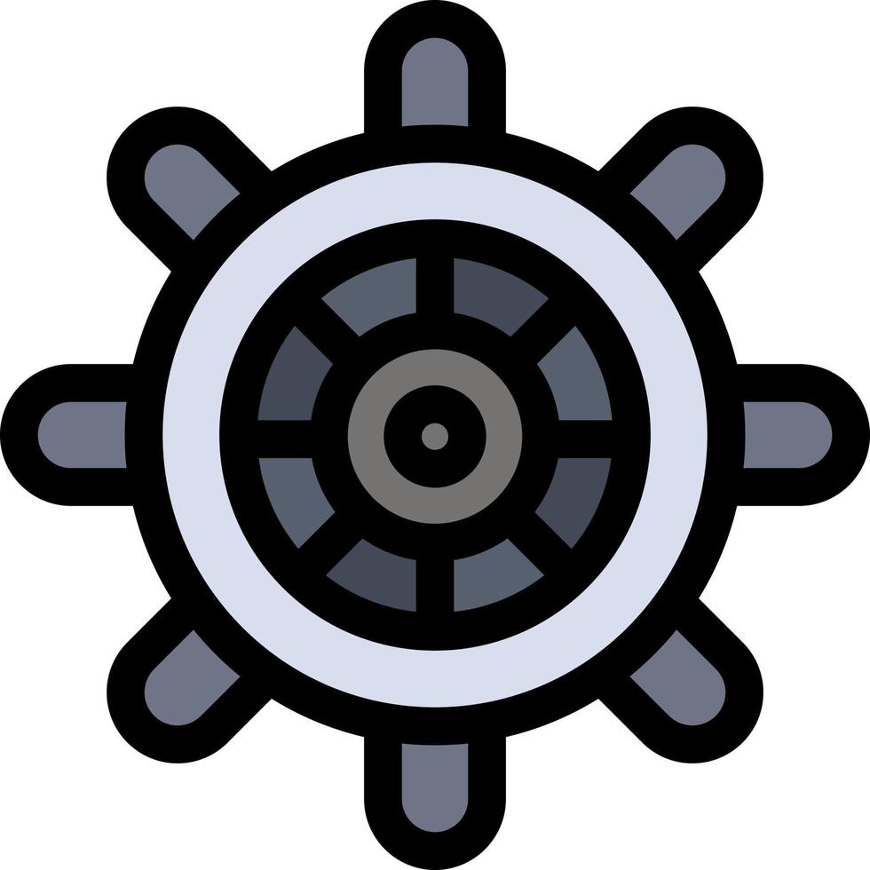 modelo de banner de ícone de vetor de ícone de cor plana de roda de navio de barco