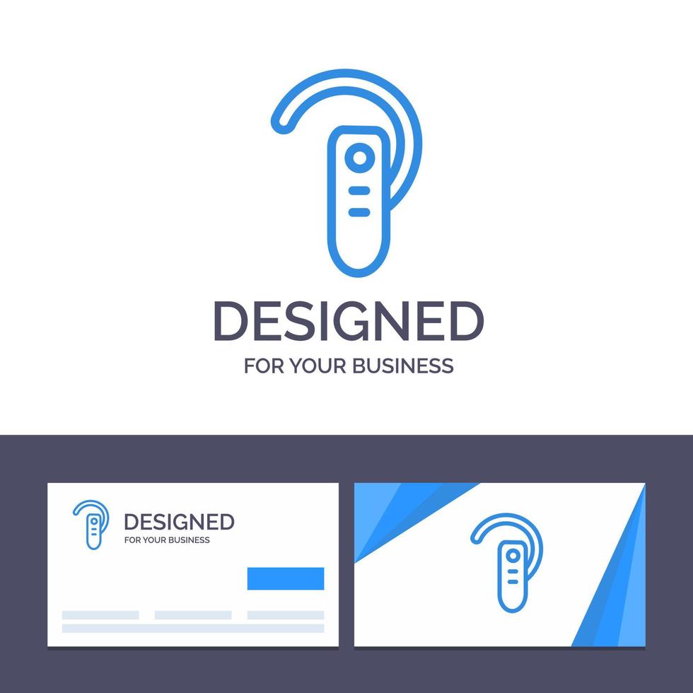 cartão de visita criativo e modelo de logotipo acessório bluetooth fone de ouvido fone de ouvido ilustração vetorial vetor