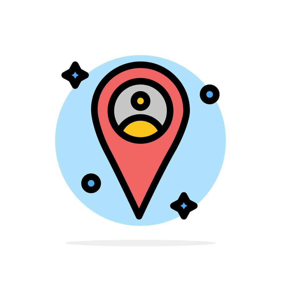 mapa de localização homem círculo abstrato fundo ícone de cor plana vetor