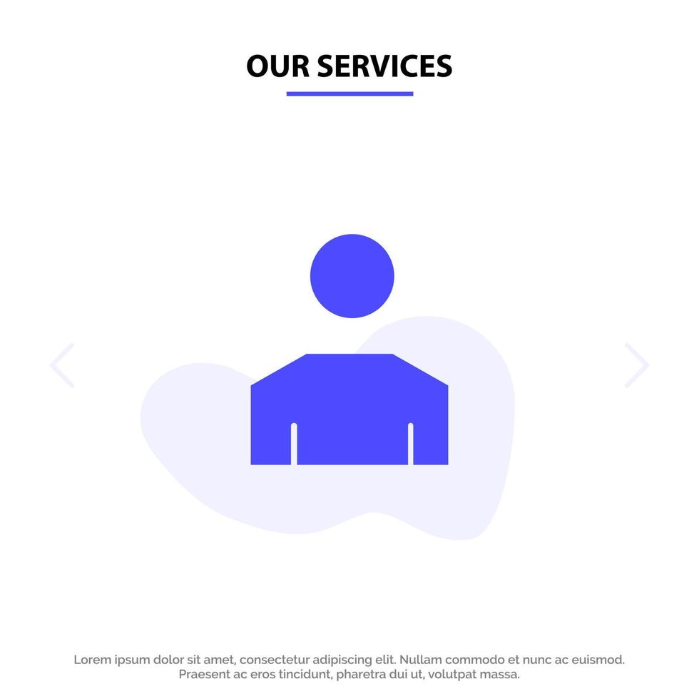 nosso avatar de serviços perfil de pessoas do sexo masculino modelo de cartão web de ícone de glifo sólido vetor