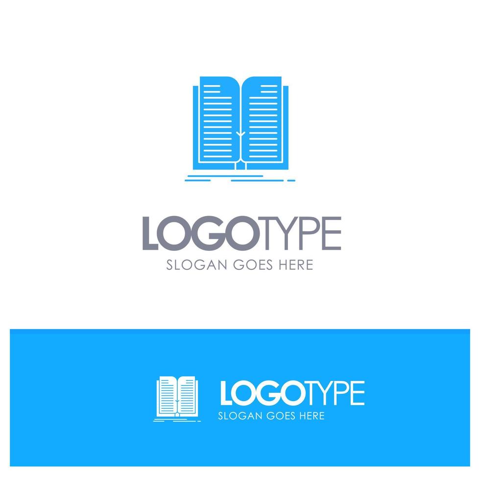 logotipo sólido azul do livro de transferência de arquivos do aplicativo com lugar para tagline vetor