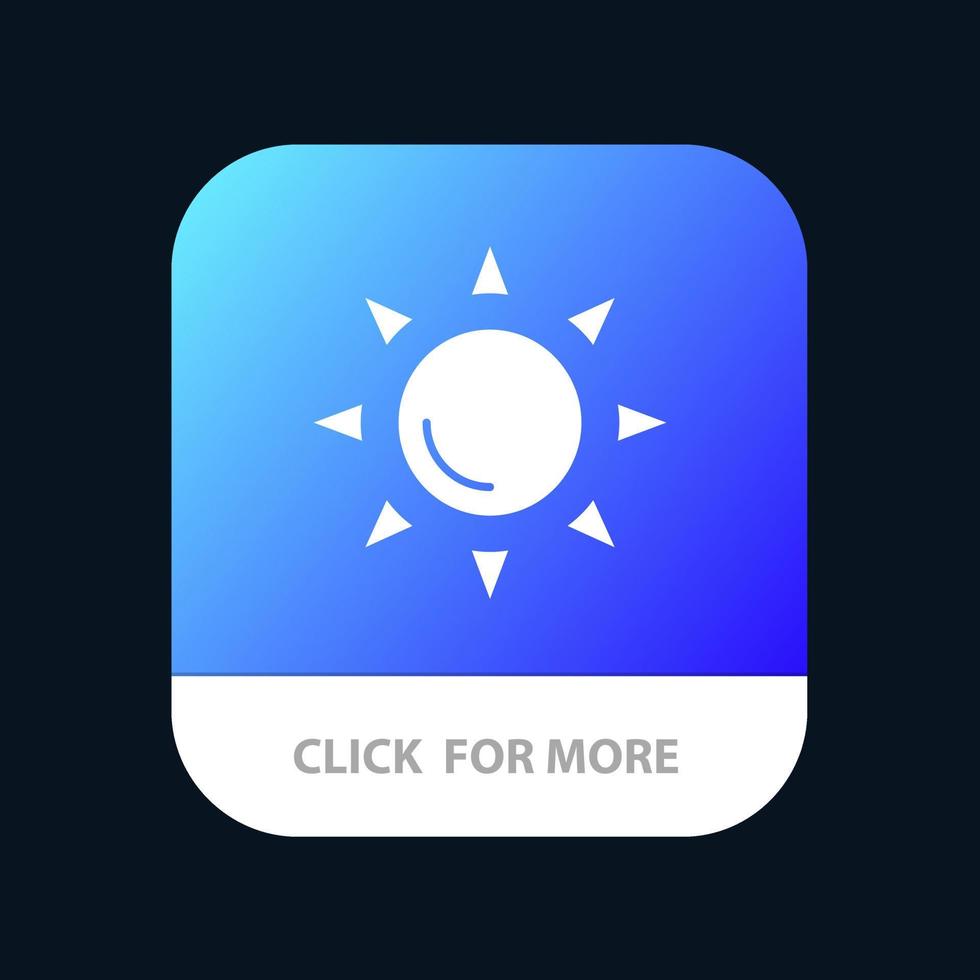 botão de aplicativo móvel de sol brilhante de praia android e ios versão glifo vetor