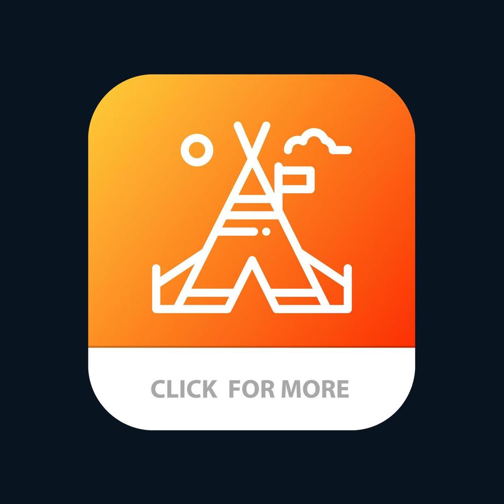 tenda livre acampamento botão de aplicativo móvel americano versão de linha android e ios vetor