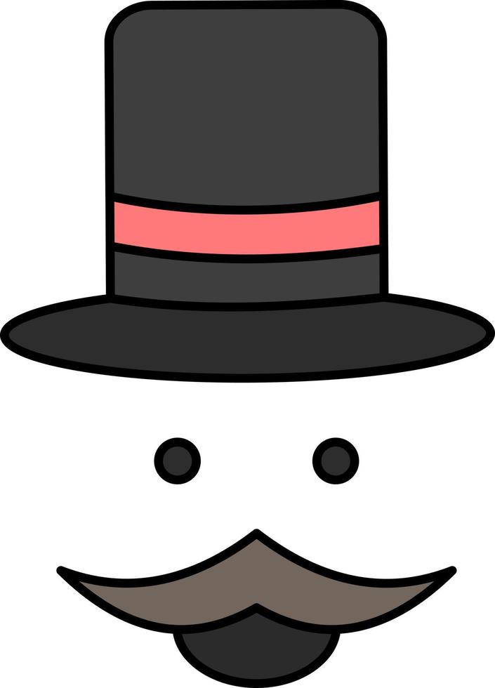 bigode hipster movember chapéu homens vetor de ícone de cor plana